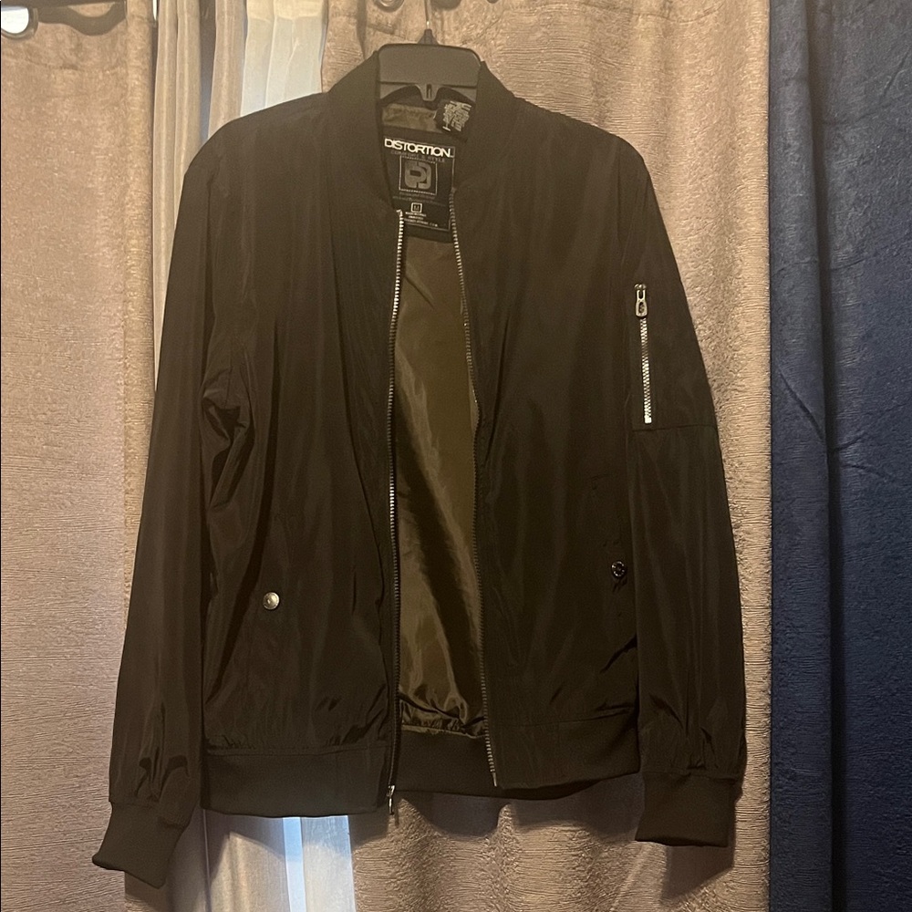 Distortion Men's Classic Black Bomber Jacket